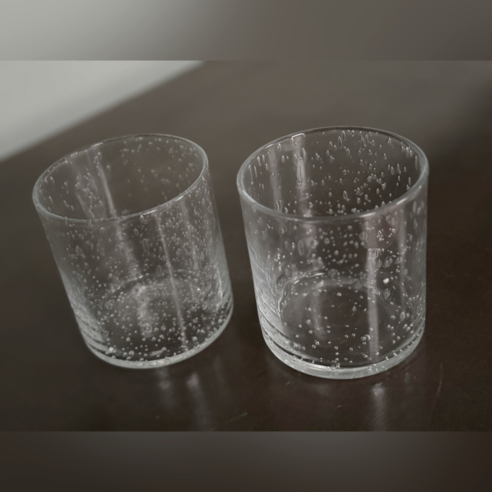 Citrine Atlas glassware Set of 2 Bubble texture New in box DOF